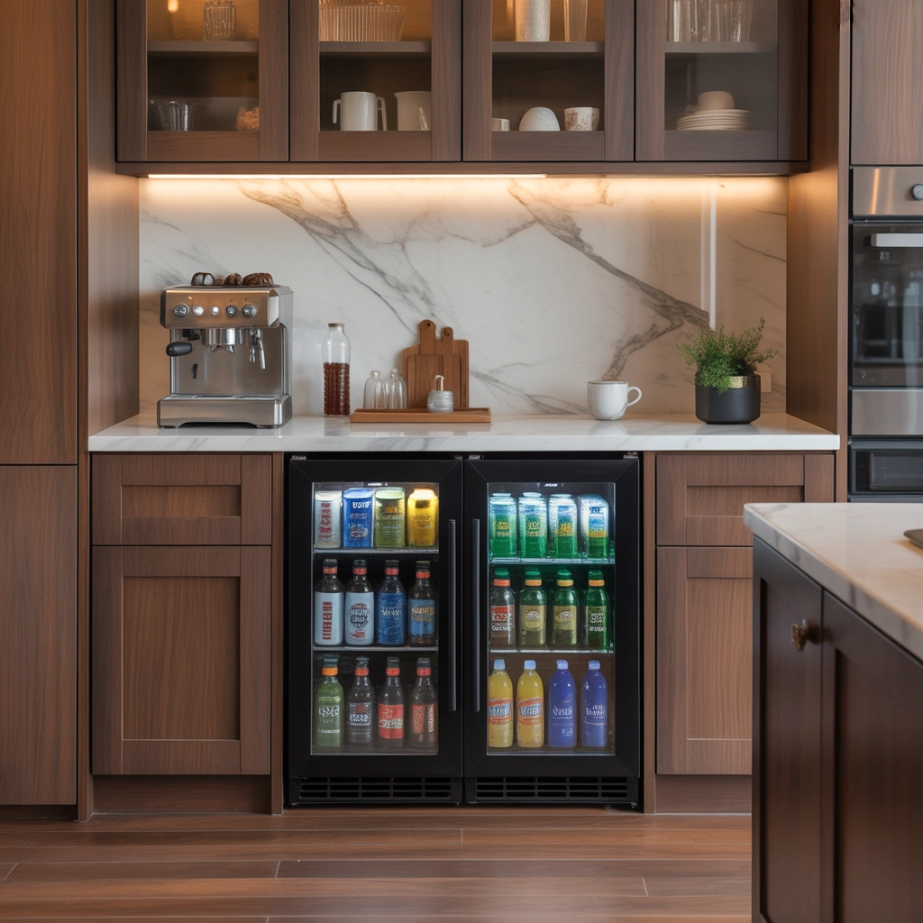 Built In Coffee Bar With Beverage Refrigerator
