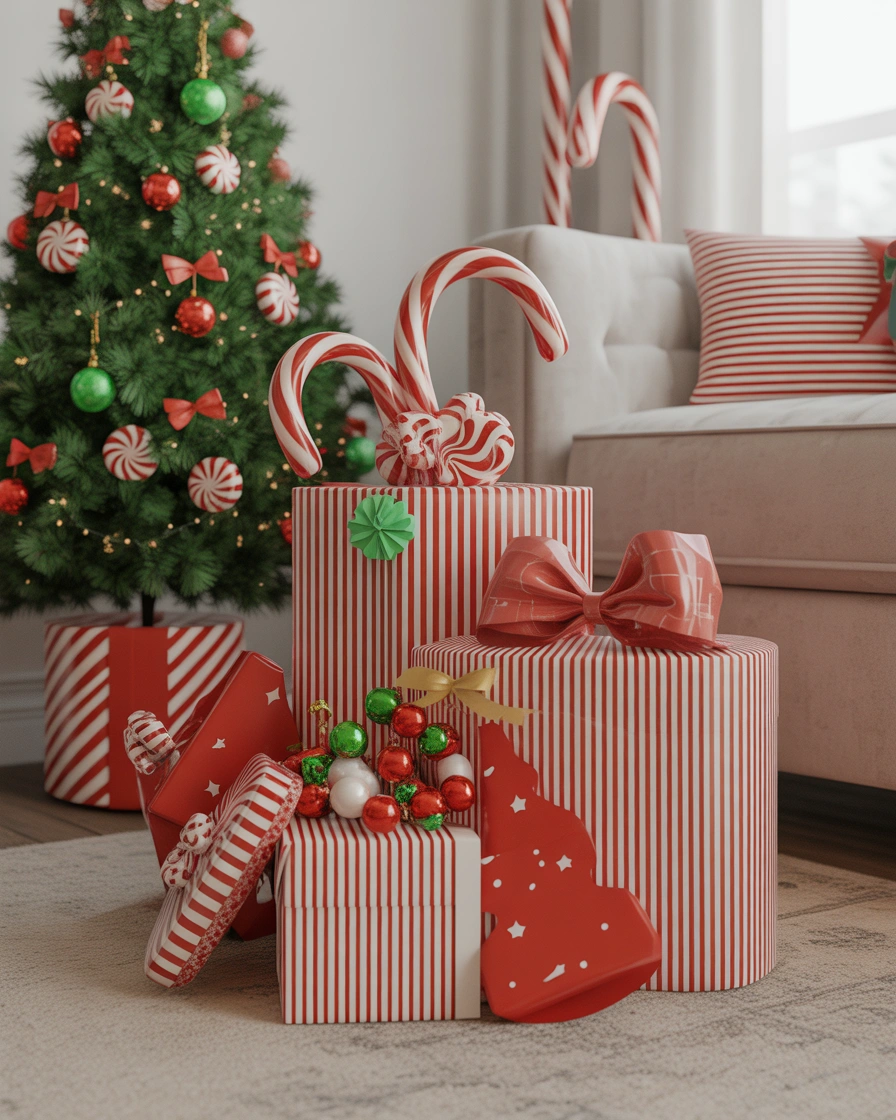 Candy Cane Inspired Christmas Box Decoration