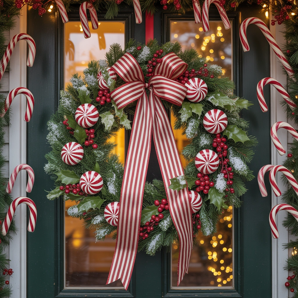 Candy Cane Inspired Christmas Door Decoration