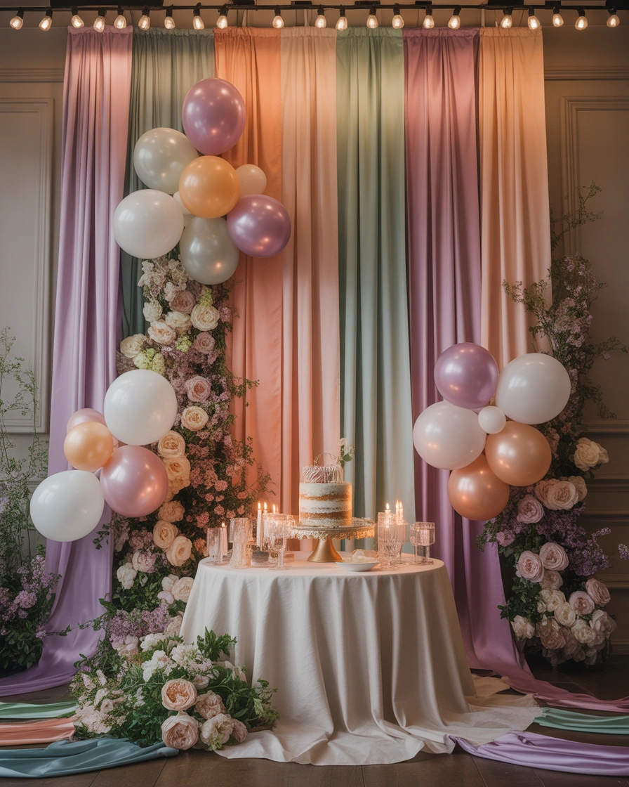 Ceiling to Wall Ribbon Decoration for a Unique Birthday Look