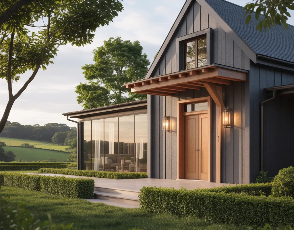 Charcoal Gray Farmhouse Exterior Paint Color for a Modern and Sophisticated Style