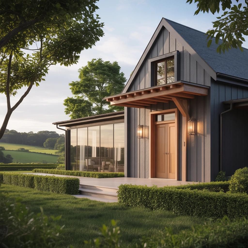 Charcoal Gray Farmhouse Exterior Paint Color for a Modern and Sophisticated Style