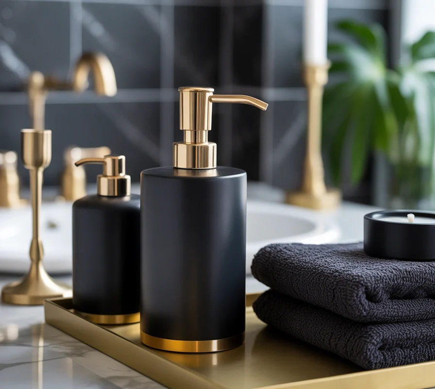Choose Black Bathroom Accessories With Gold Details