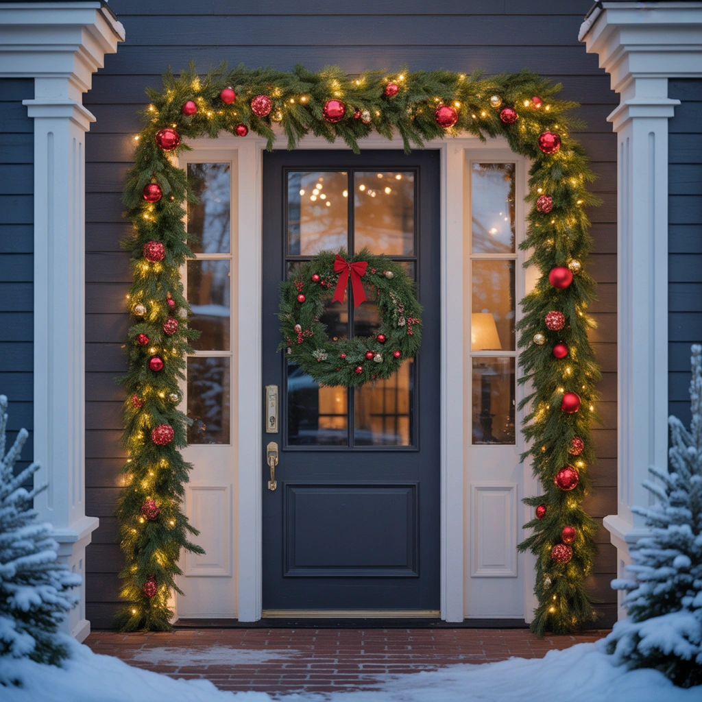 Christmas Garland Around the Door Frame