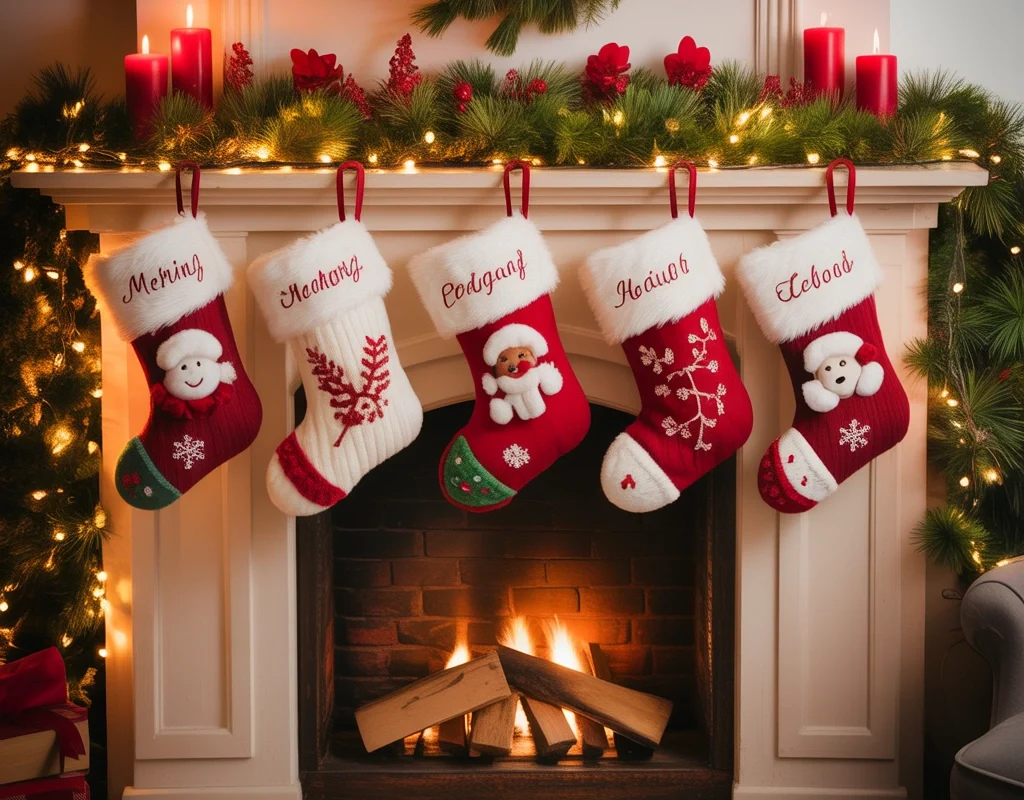 Classic Red and White Christmas Socks Decoration