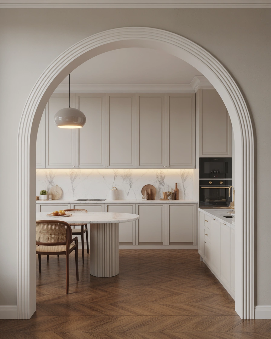 Classic Rounded Arch Kitchen Entrance Design
