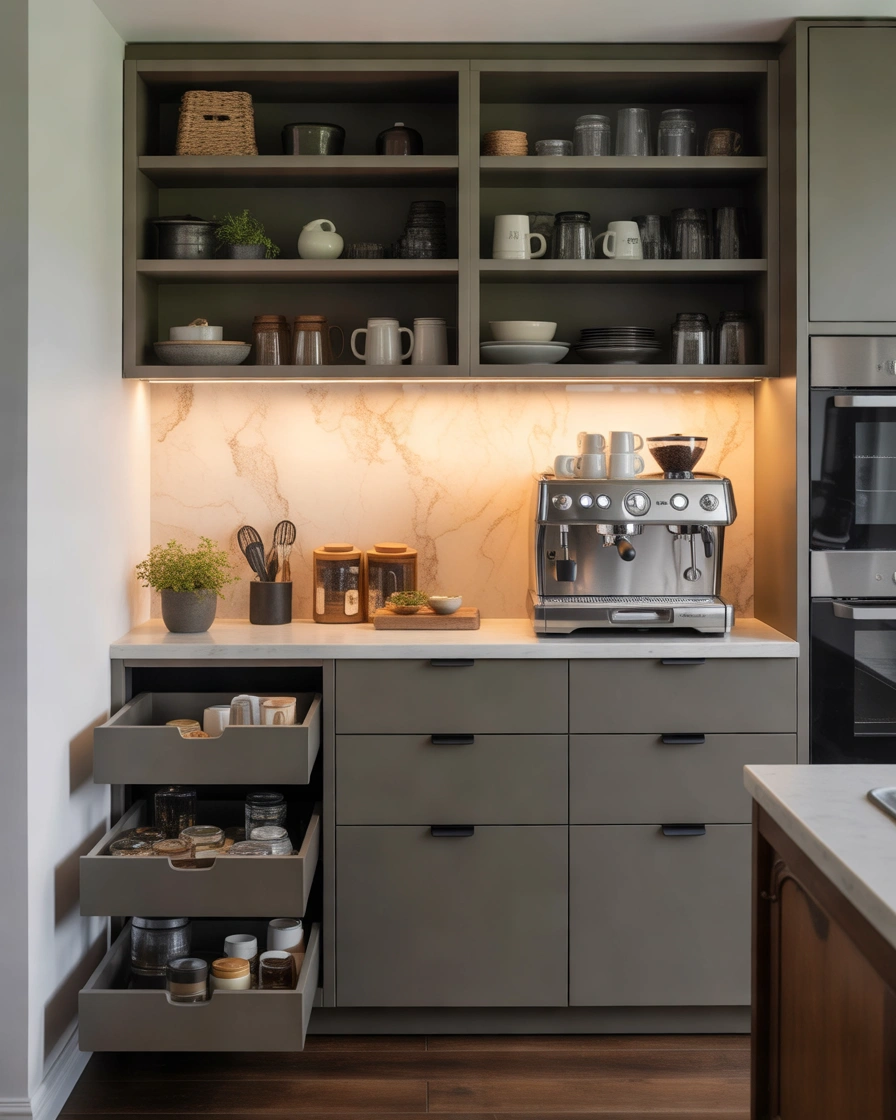 Coffee Bar Hutch With Hidden Storage Solutions