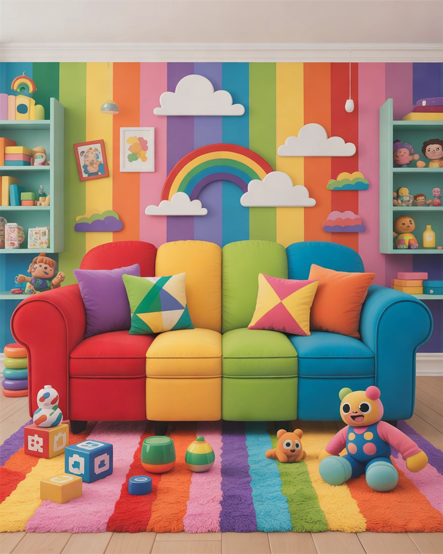 Colorful Rainbow Toca Boca Living Room Idea