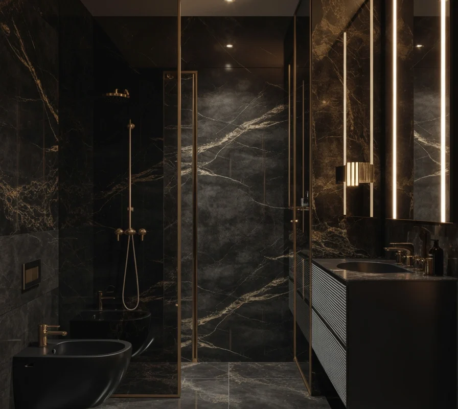 Combine Black Marble With Natural Gold Veins