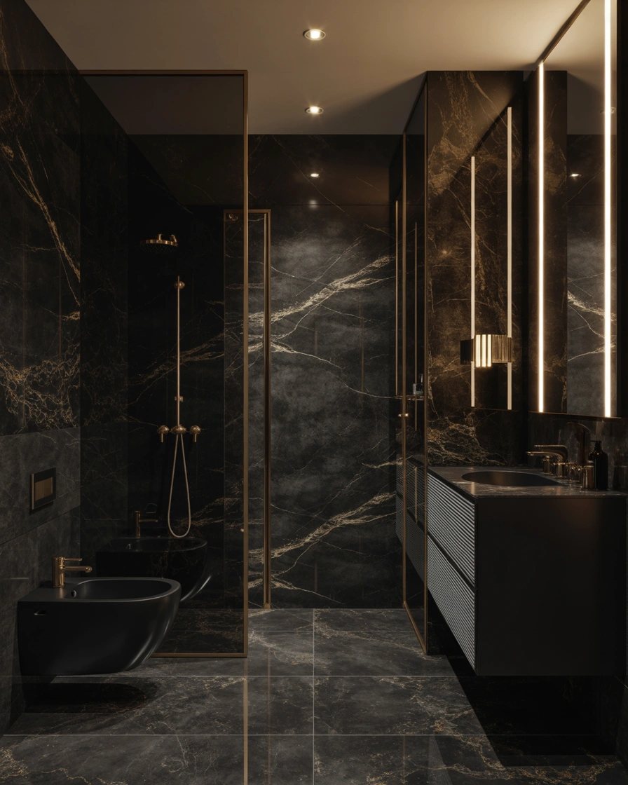 Combine Black Marble With Natural Gold Veins