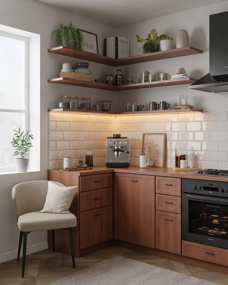 Corner Coffee Bar Hutch to Maximize Unused Space