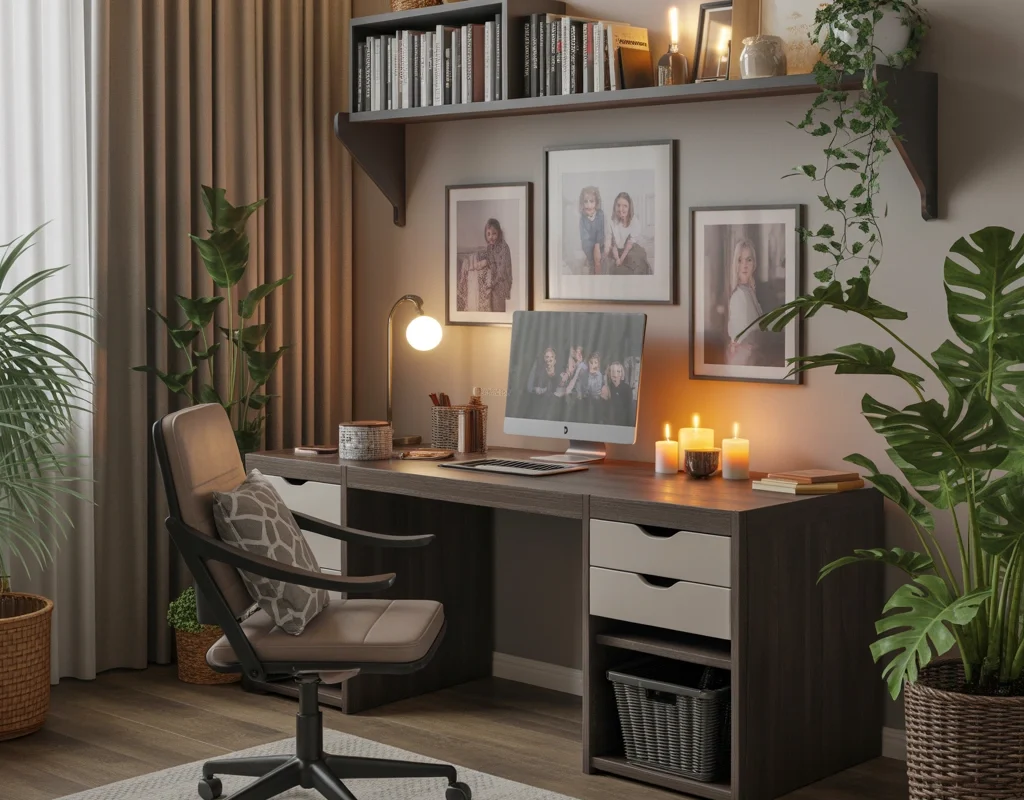 Cozy Home Office Desk Idea with Personal Touches