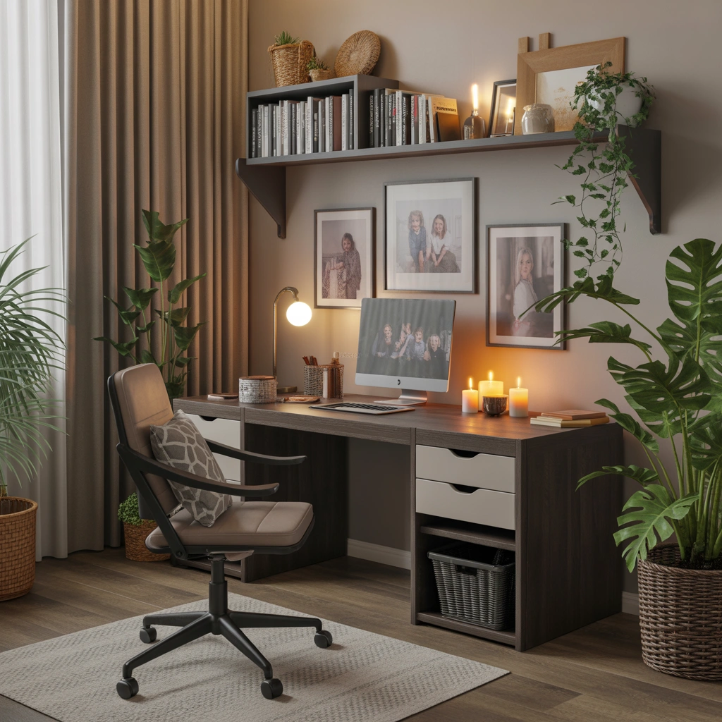 Cozy Home Office Desk Idea with Personal Touches