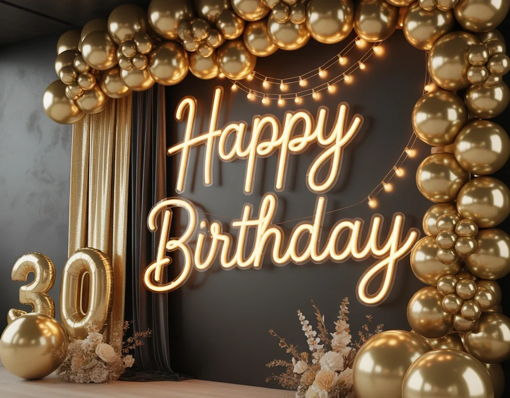Create a Black and Gold Luxury Birthday Wall
