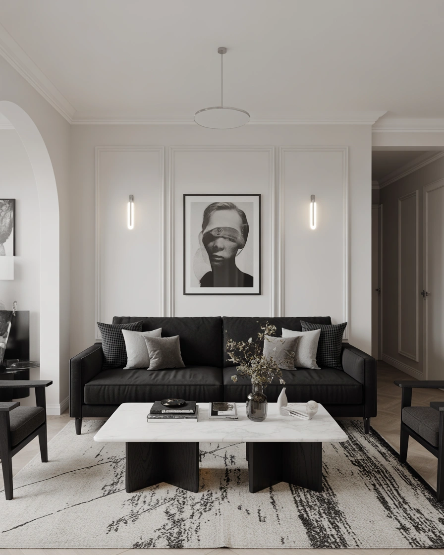 Create a Black and White Living Room Theme