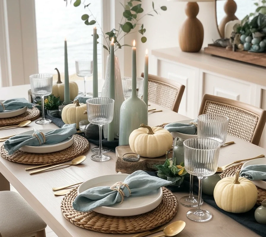 Create a Coastal Inspired Blue Thanksgiving Table