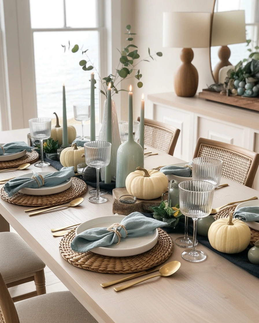 Create a Coastal Inspired Blue Thanksgiving Table