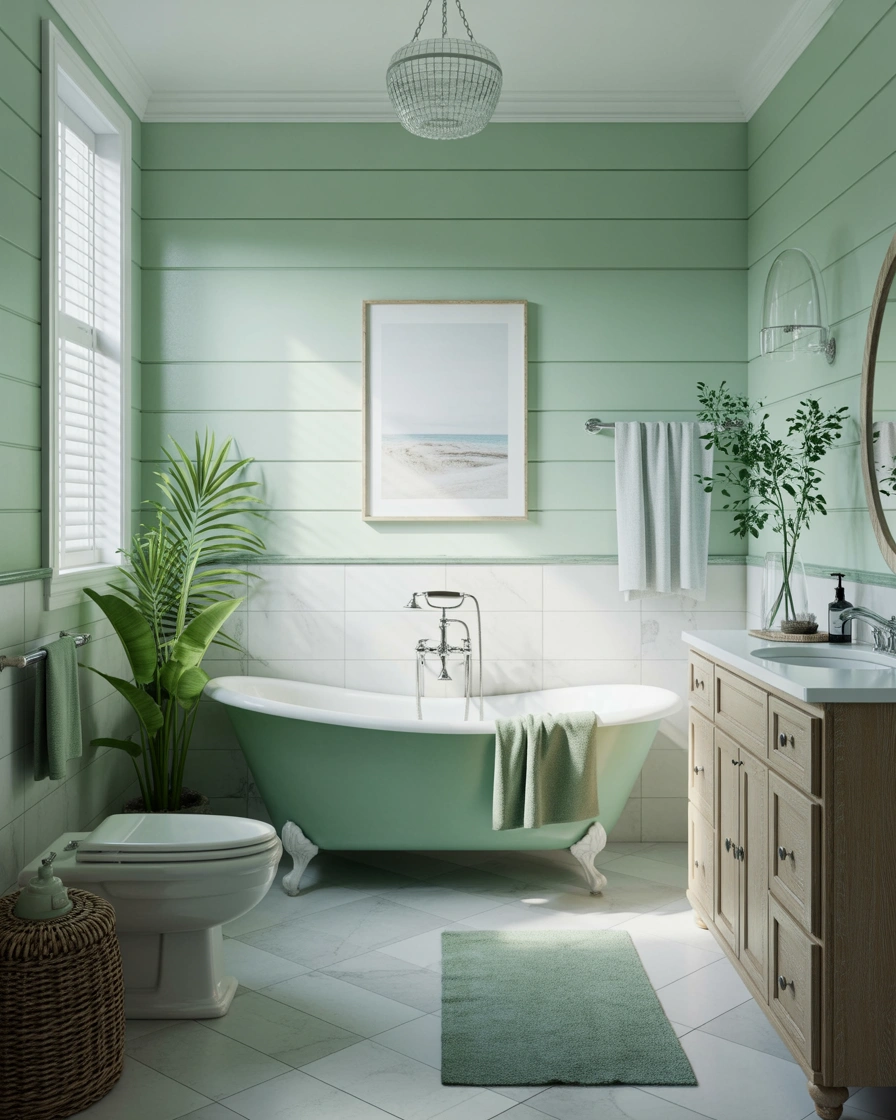 Create a Complete Seafoam Green Bathroom Makeover With Matching Accessories