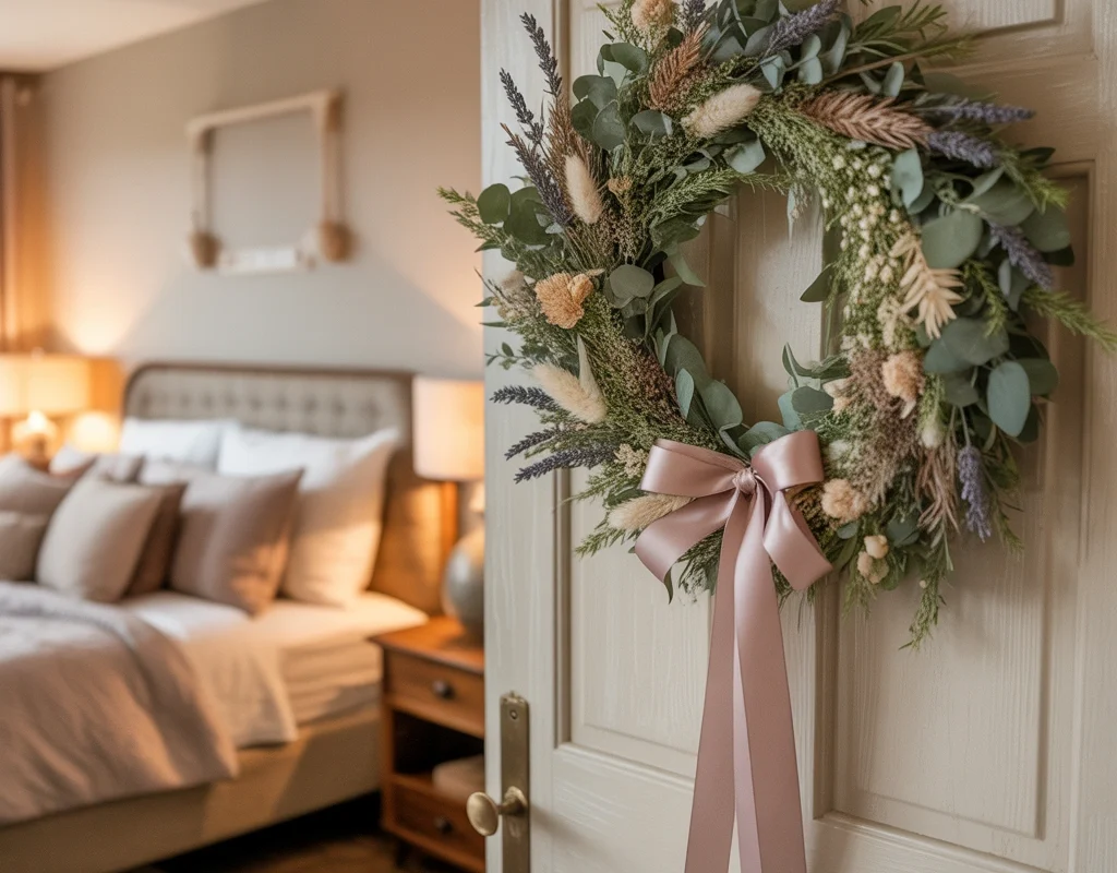 Create a Cozy Bedroom Door With a Hanging Wreath