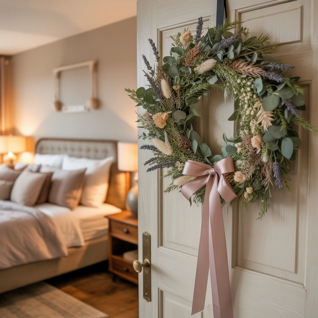 Create a Cozy Bedroom Door With a Hanging Wreath