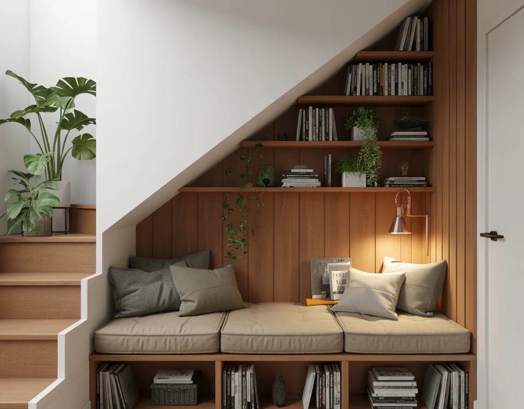 Create a Cozy Reading Nook Under the Staircase