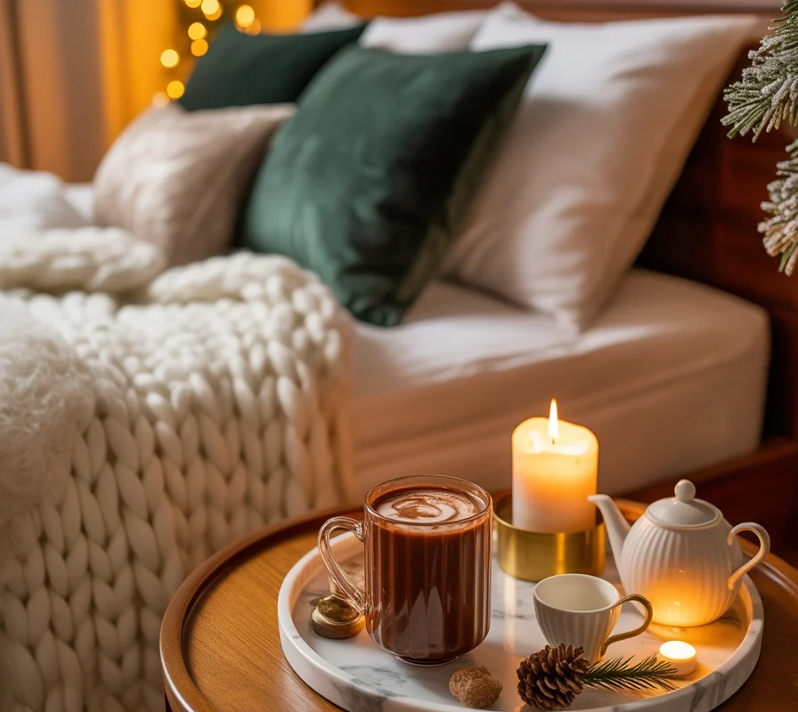 Create a Holiday Inspired Bedside Beverage Station