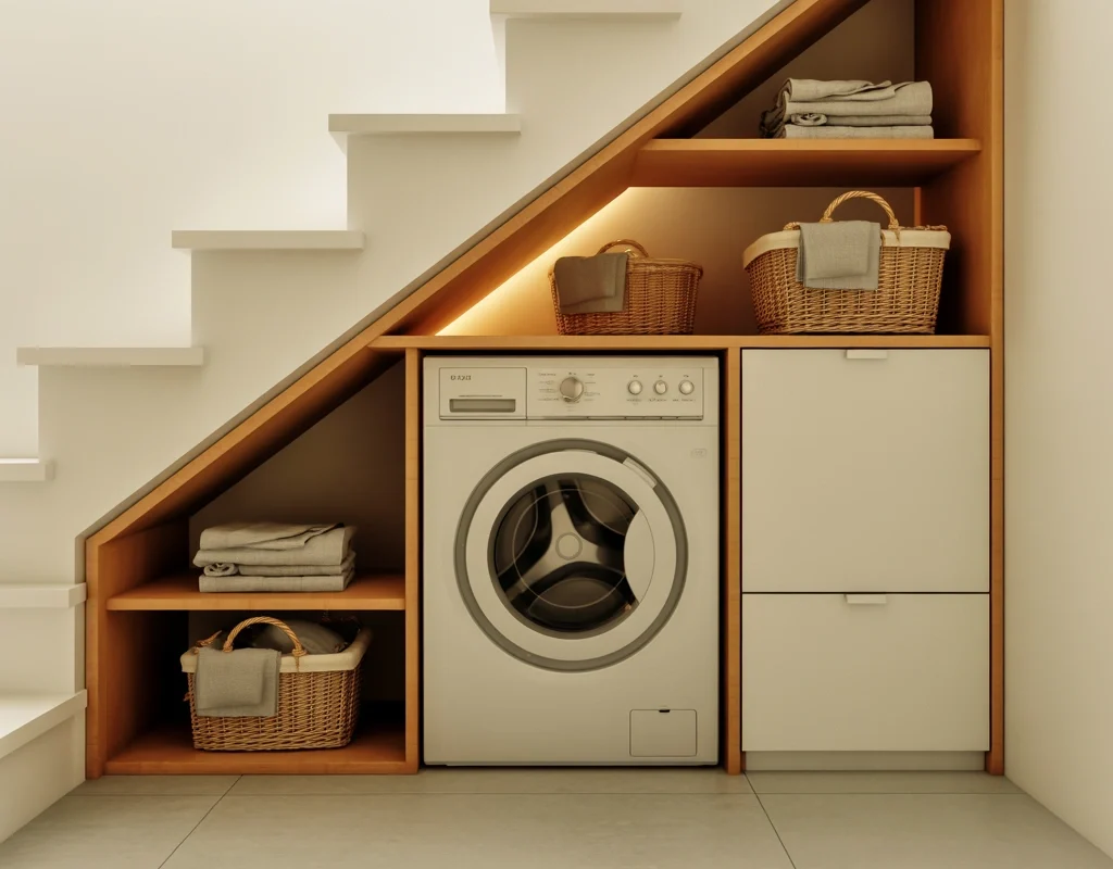 Create a Laundry Station Under the Stairs