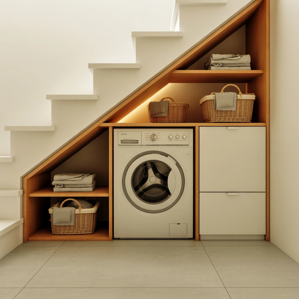 Create a Laundry Station Under the Stairs
