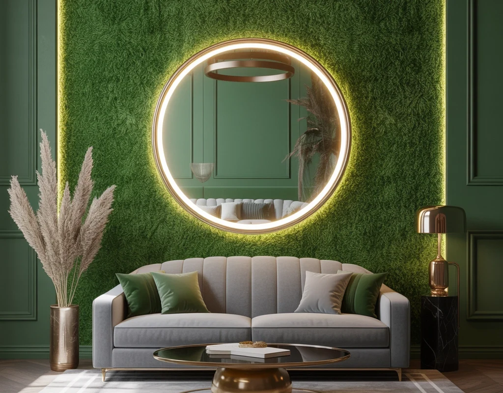 Create a Luxury Grass Wall With Mirrors and Lighting