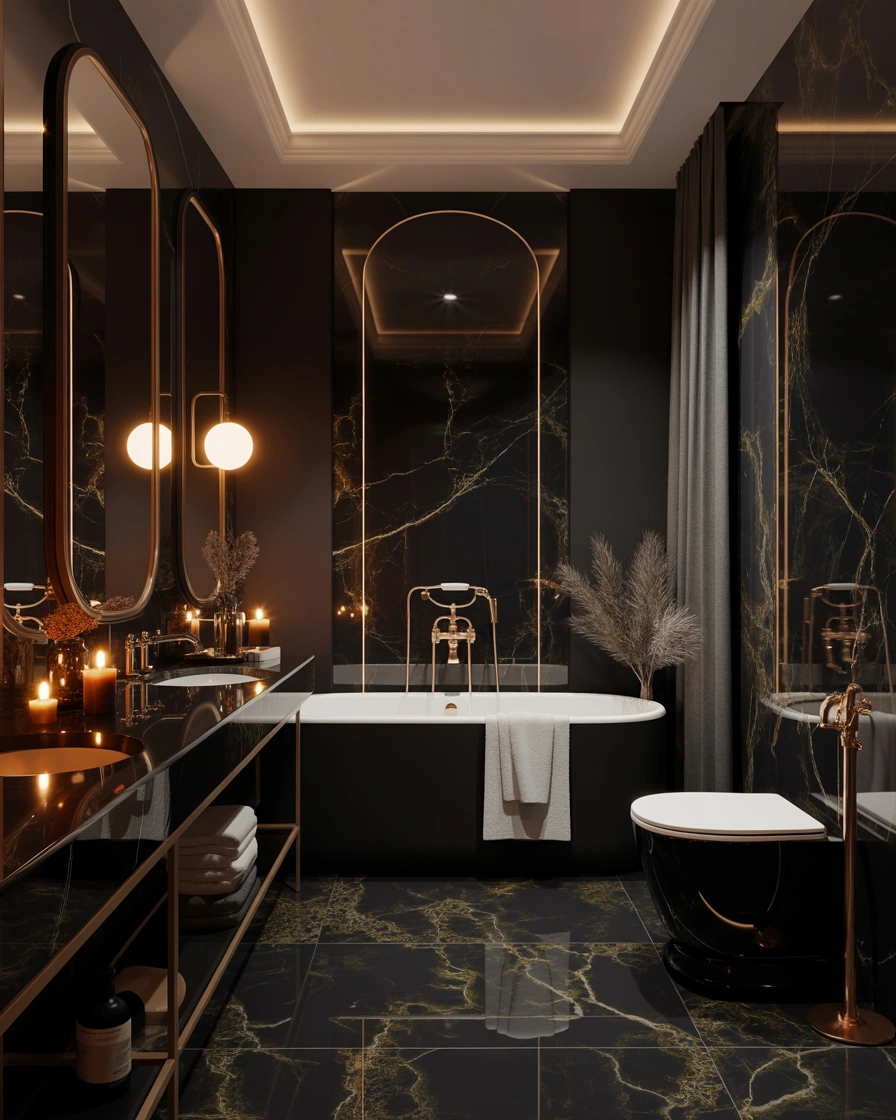Create a Luxury Hotel Inspired Black and Gold Bathroom