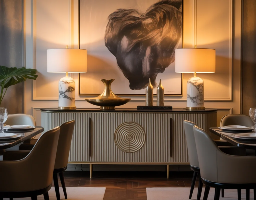 Create a Luxury Hotel Inspired Dining Room Buffet With Two Designer Lamps