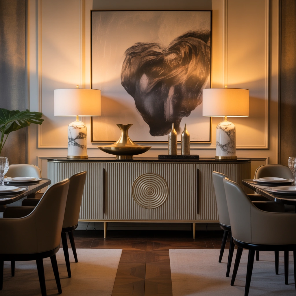 Create a Luxury Hotel Inspired Dining Room Buffet With Two Designer Lamps