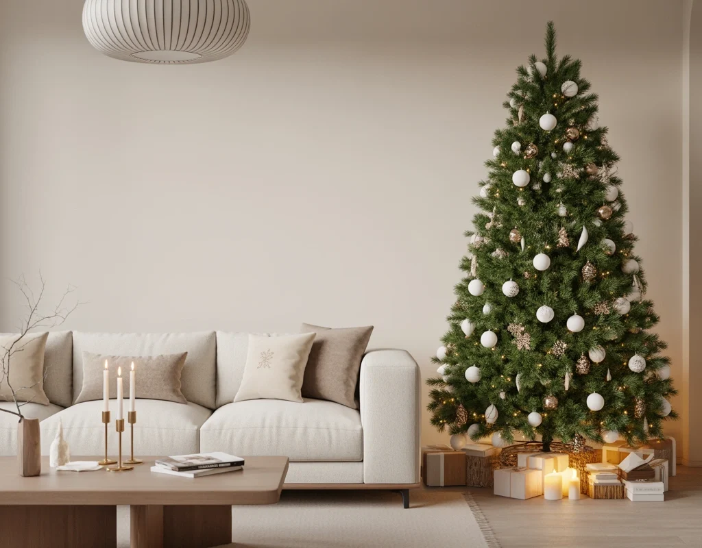 Create a Minimalist Christmas Living Room With Neutral Tones