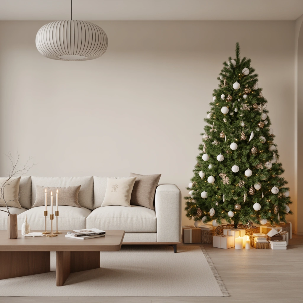 Create a Minimalist Christmas Living Room With Neutral Tones