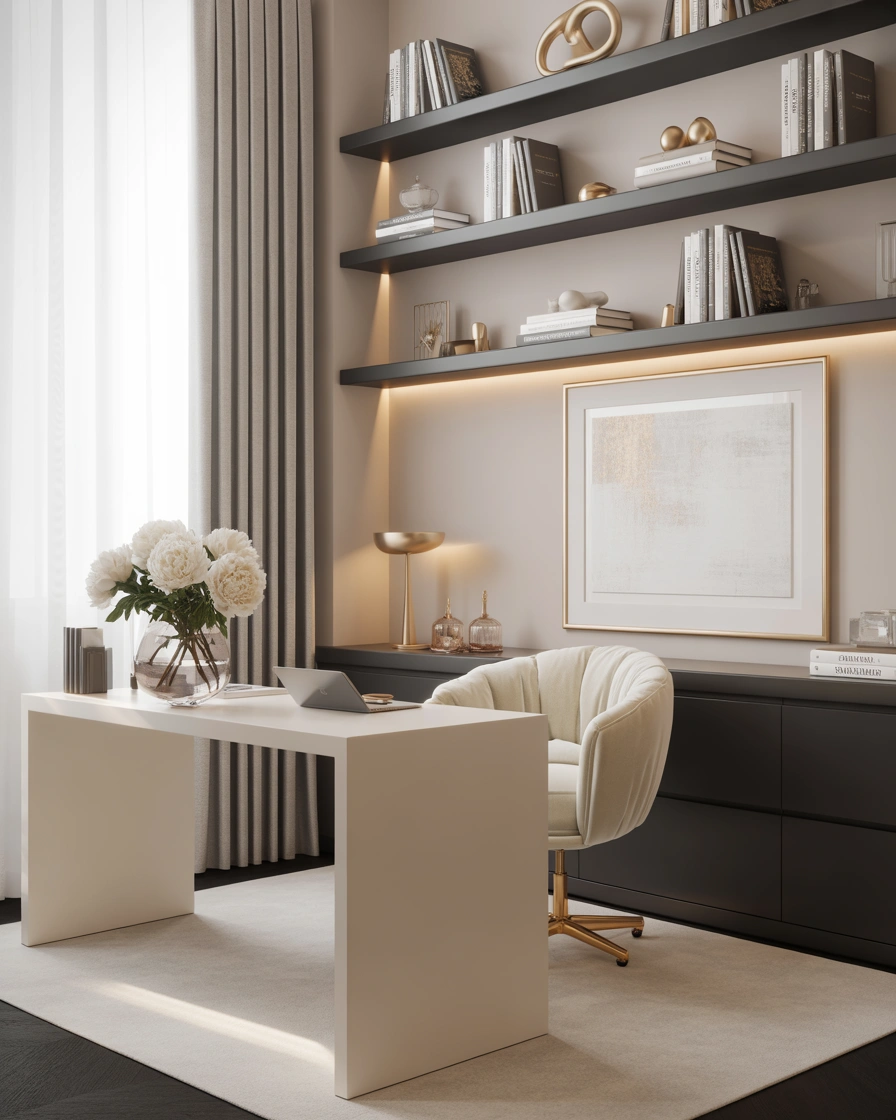 Create a Modern Feminine Office With Black and White Design