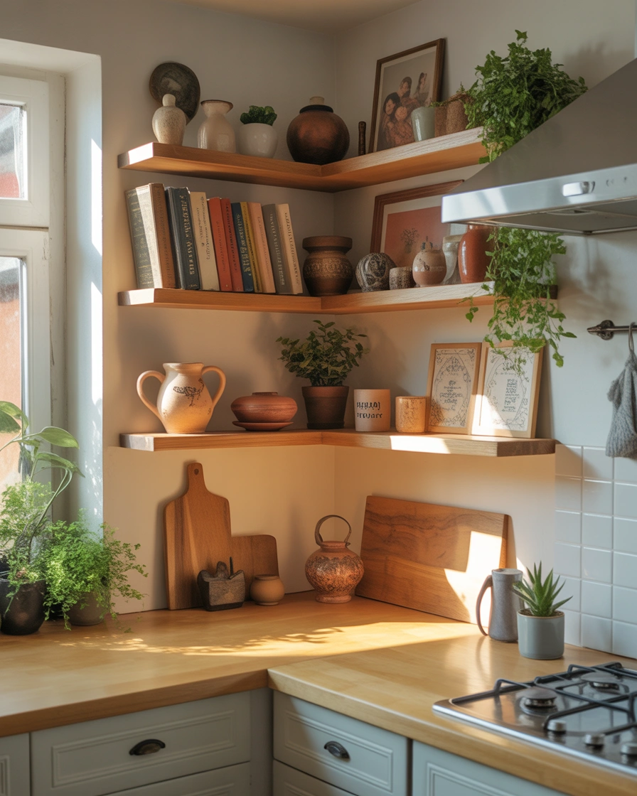 Create a Personalized Kitchen Corner Shelf Display