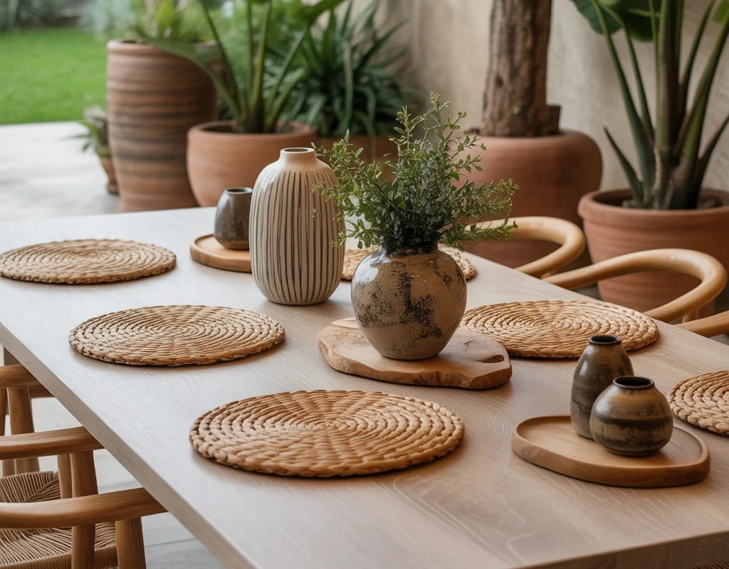 Create a Relaxing Outdoor Dining Experience With Natural Textures and Accessories