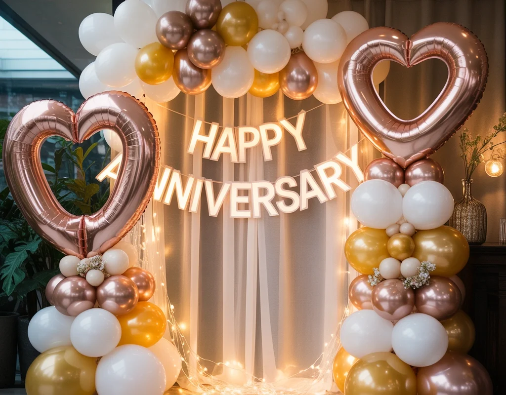 Create a Romantic Anniversary Balloon Decoration Setup