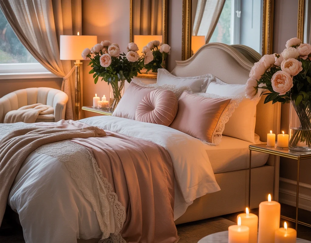 Create a Romantic Bedroom With Warm Lighting and Soft Decor
