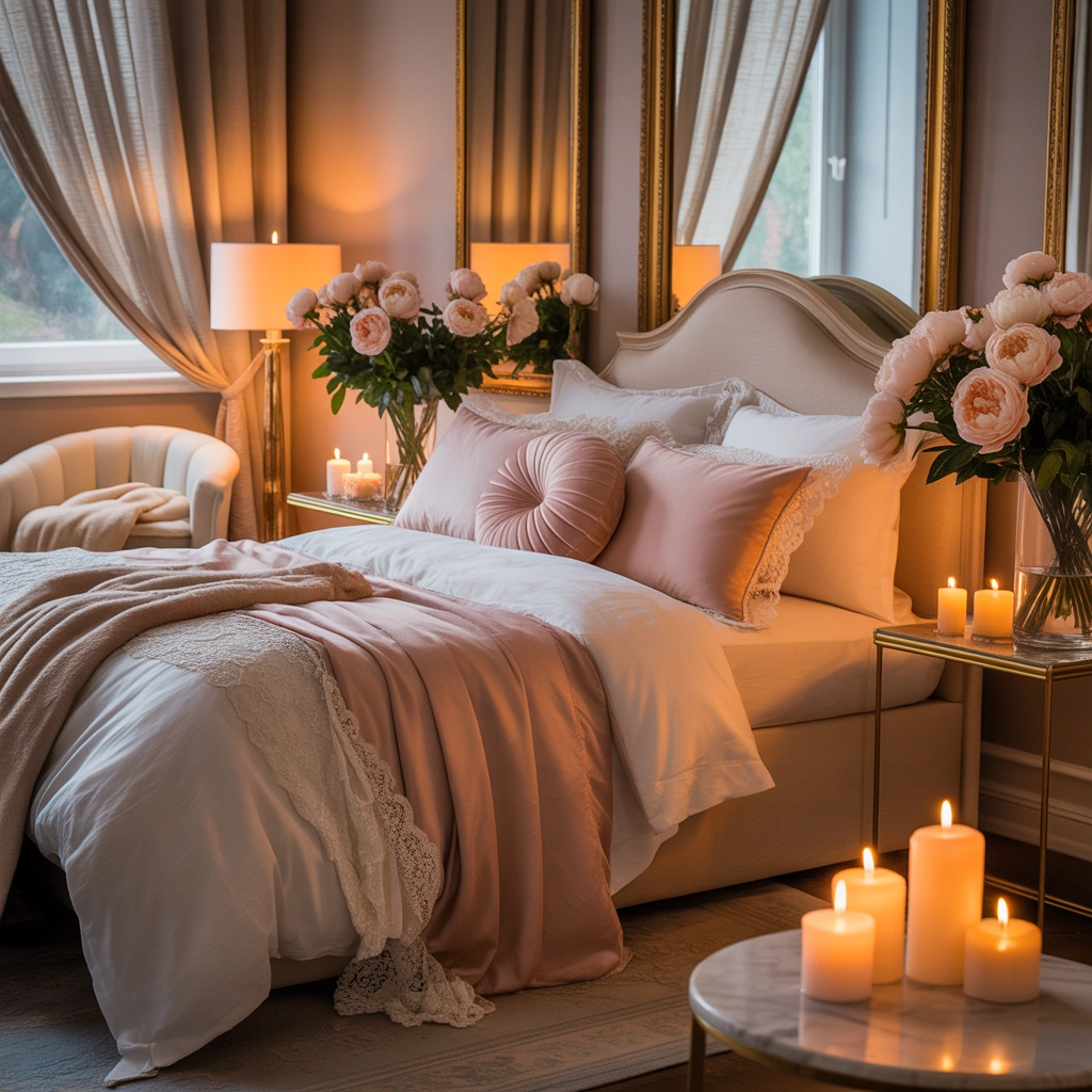Create a Romantic Bedroom With Warm Lighting and Soft Decor