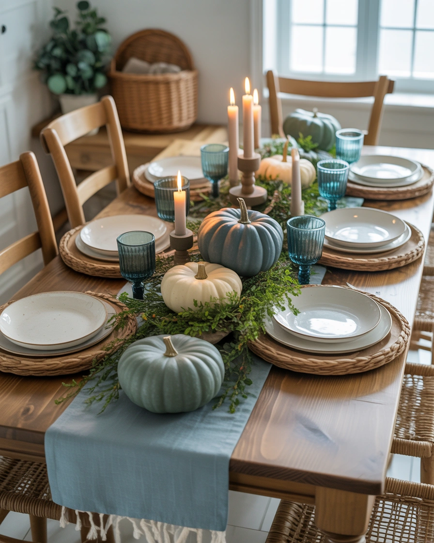 Create a Rustic Blue Thanksgiving Table With Wooden Elements