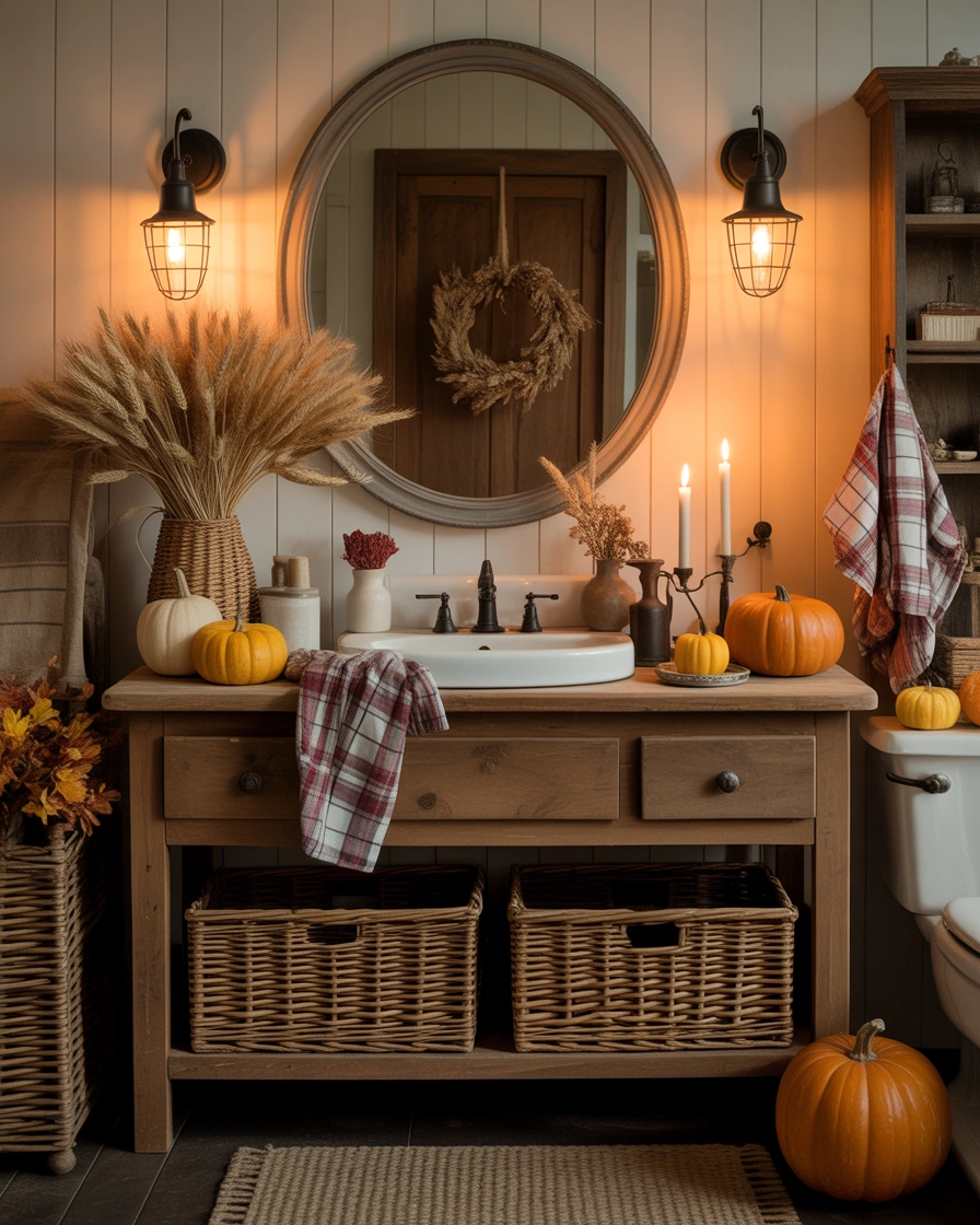Create a Rustic Farmhouse Fall Bathroom Theme