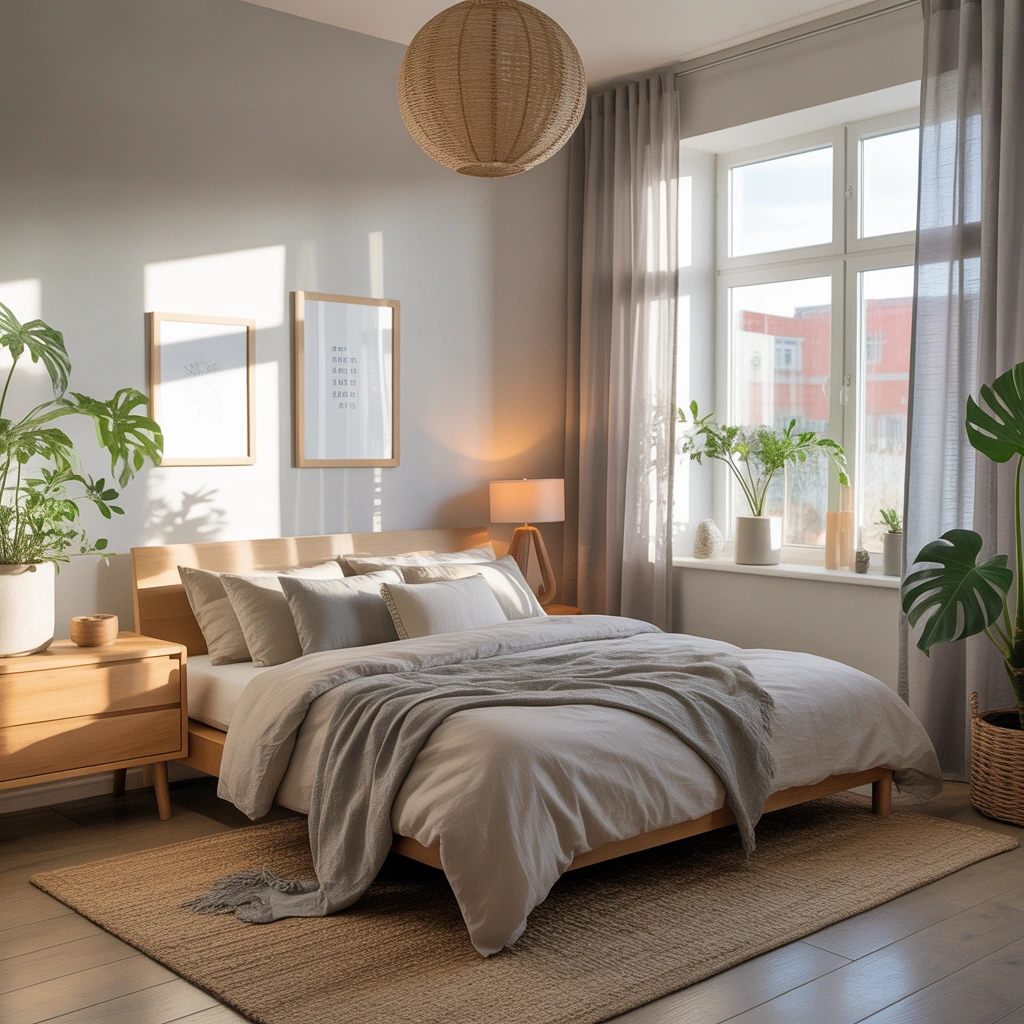 Create a Scandinavian Inspired Bedroom With Gray Linen Curtains