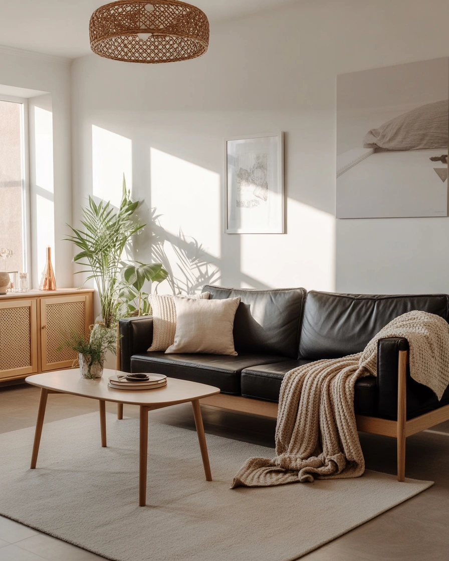 Create a Scandinavian Living Room With a Black Sofa