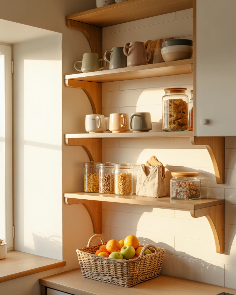 Create a Small Breakfast Corner Using Kitchen Corner Shelves