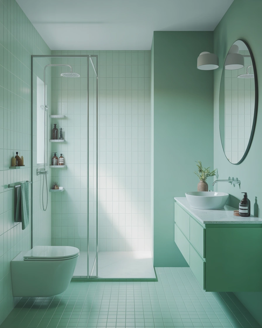 Create a Small Seafoam Green Bathroom That Feels Spacious