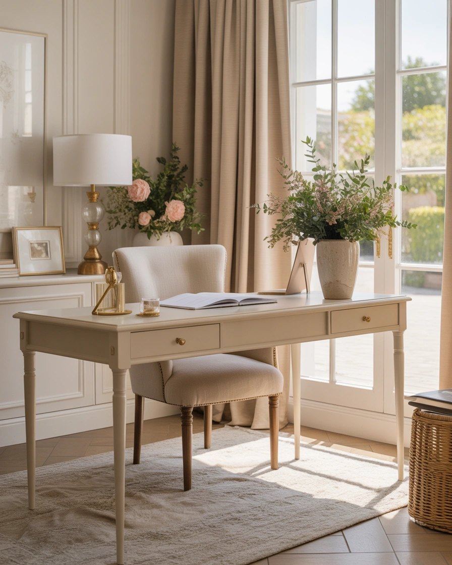 Create a Soft and Elegant Neutral Feminine Home Office