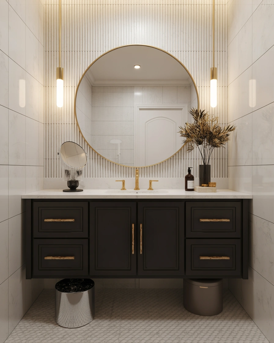 Create a Statement With a Black Vanity and Gold Hardware