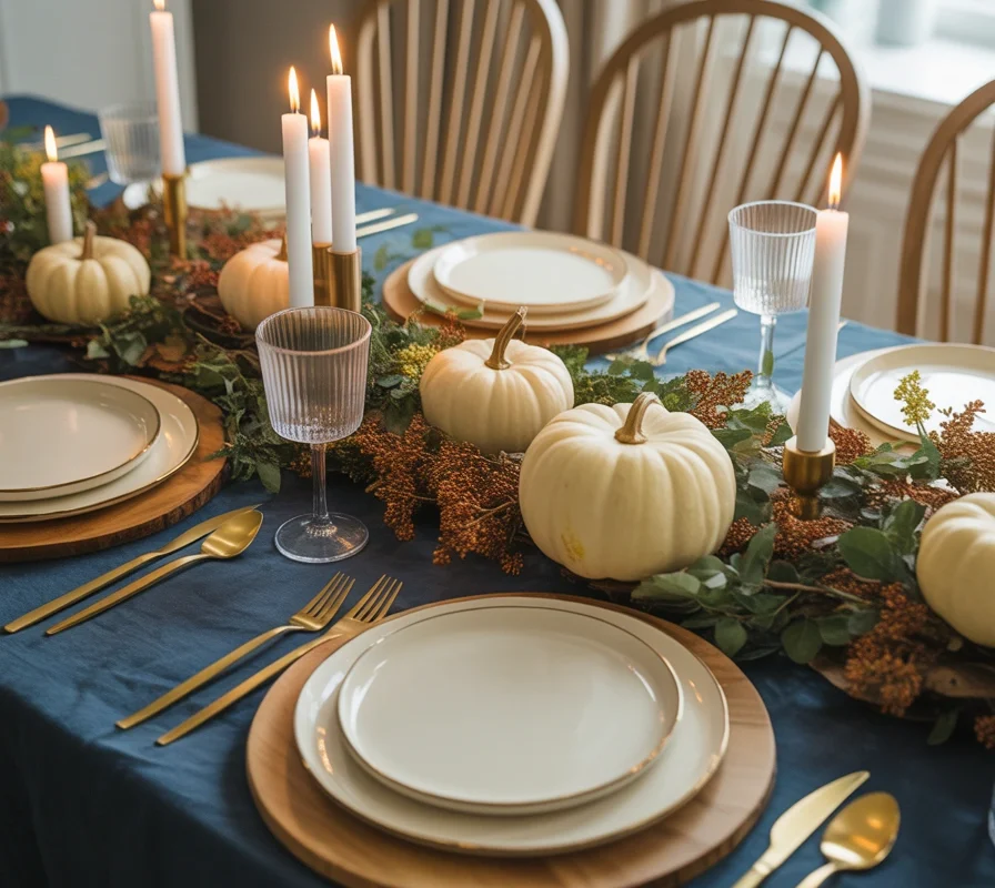 Create a Stunning Navy Blue Thanksgiving Tablecloth Setup