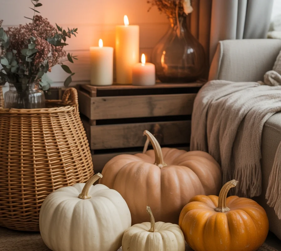 Create a Thanksgiving Inspired Corner With Pumpkins and Seasonal Decorations